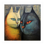 FURRY FRIENDS: GOLDIE AND CHARCOAL, lively duo of animated cats – green eyes, orange eyes. Whiskers charm. (Print Only) thumbnail