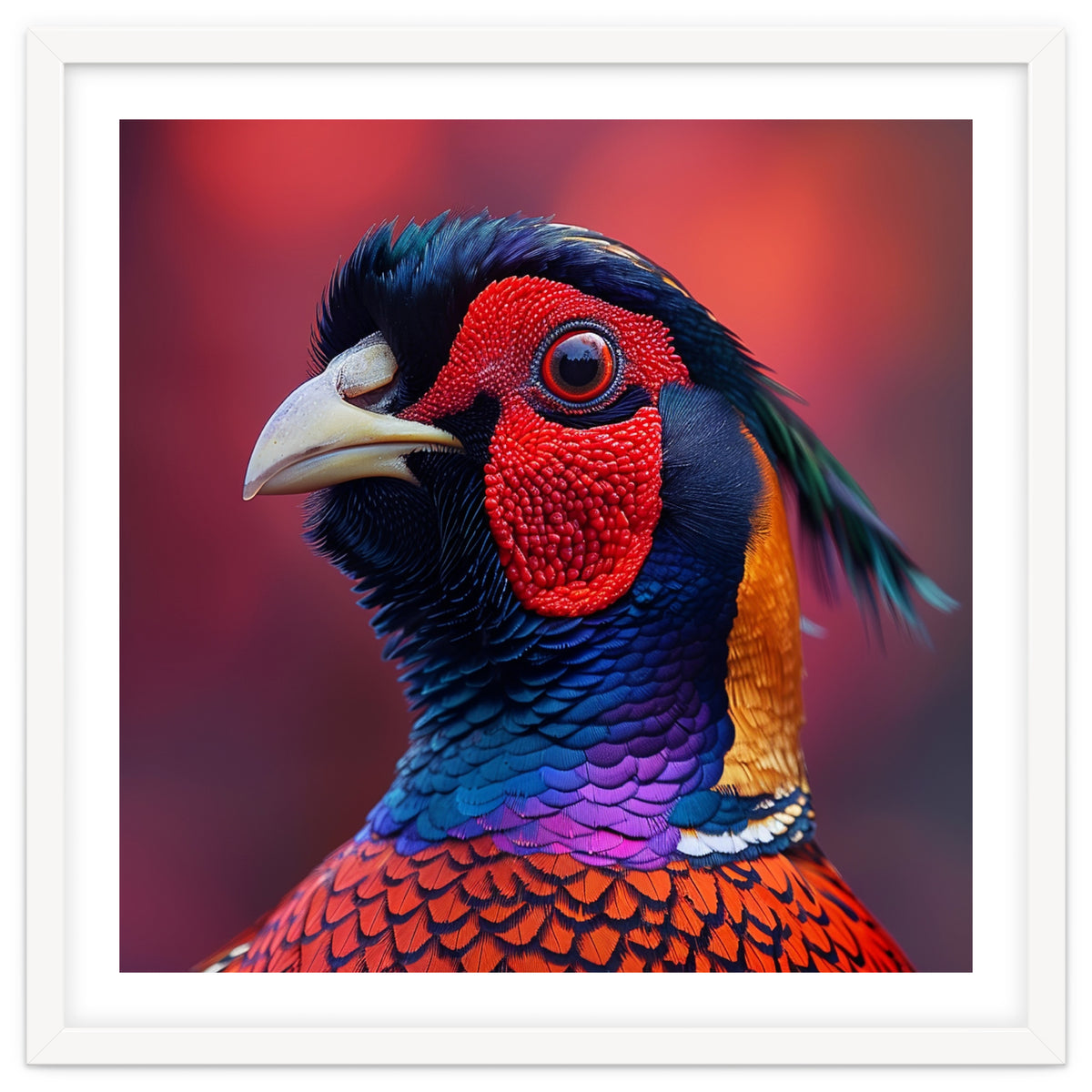 Close Up Pheasant Bird Head Detailed Feathers