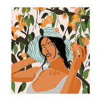 The Orange Grove, Bohemian Woman Summer Travel, Fashion Botanical Nature Garden, Plants Fruits Juicy (Print Only)