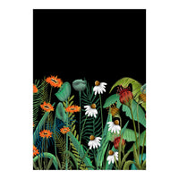 Dark Desires, Botanical Floral Nature Vintage Illustration, Eclectic Pop Of Color Plants, Bohemian Boho Garden (Print Only)