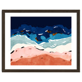 Ocean Heart, Abstract Sea Waves, Tropical Travel Watercolor Painting, Eclectic Bohemian Beach Nature thumbnail