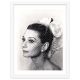 Audrey Hepburn with Veil, Classic Hollywood Glamour Photography, Black and White Icon Portrait thumbnail