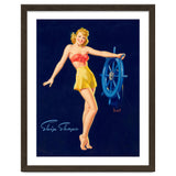 Pinup Girl Is Posing With A Steering Wheel thumbnail