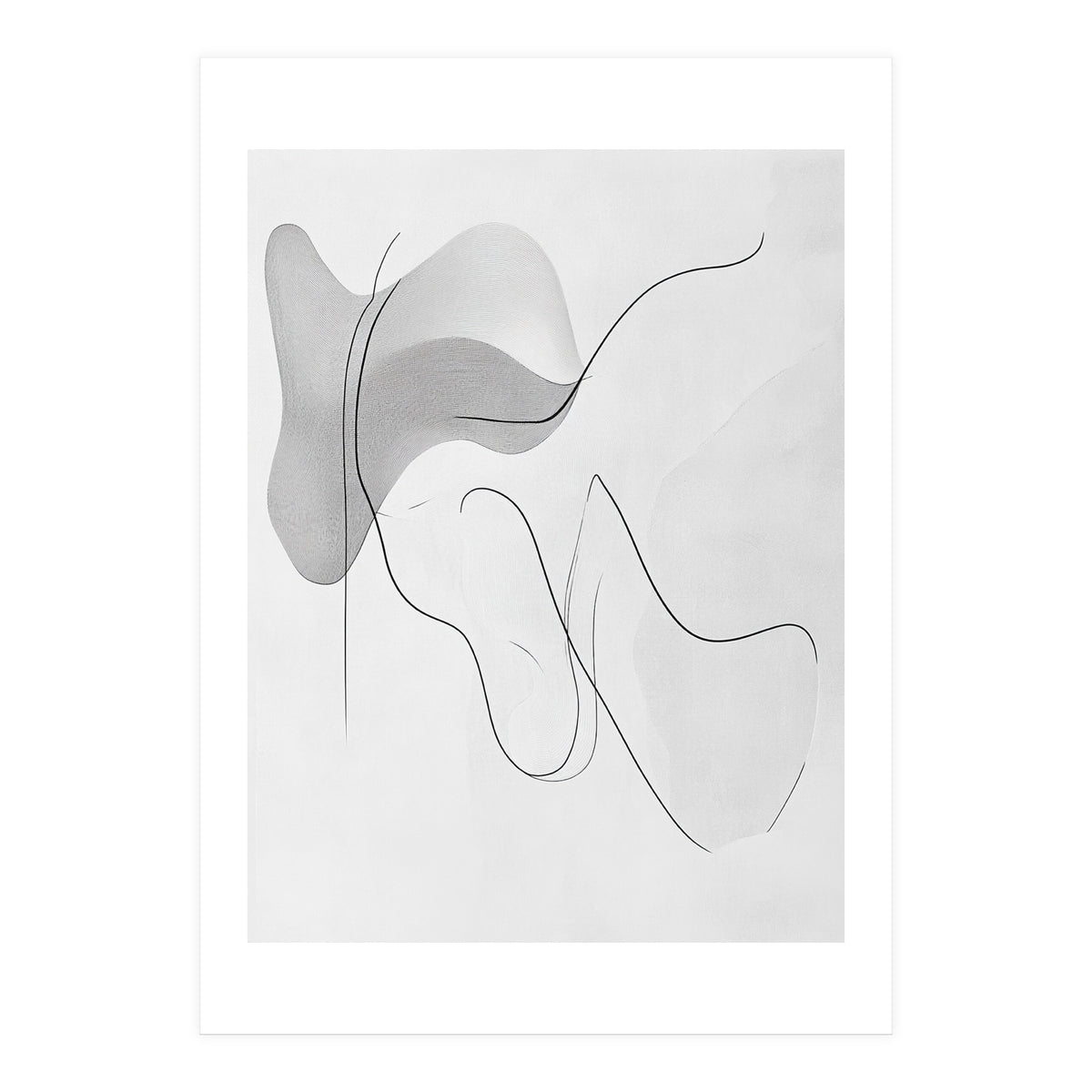 Abstract Black And White Flowing Lines And Shapes (Print Only)