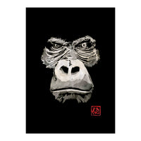 Angry Gorilla White In Black (Print Only)