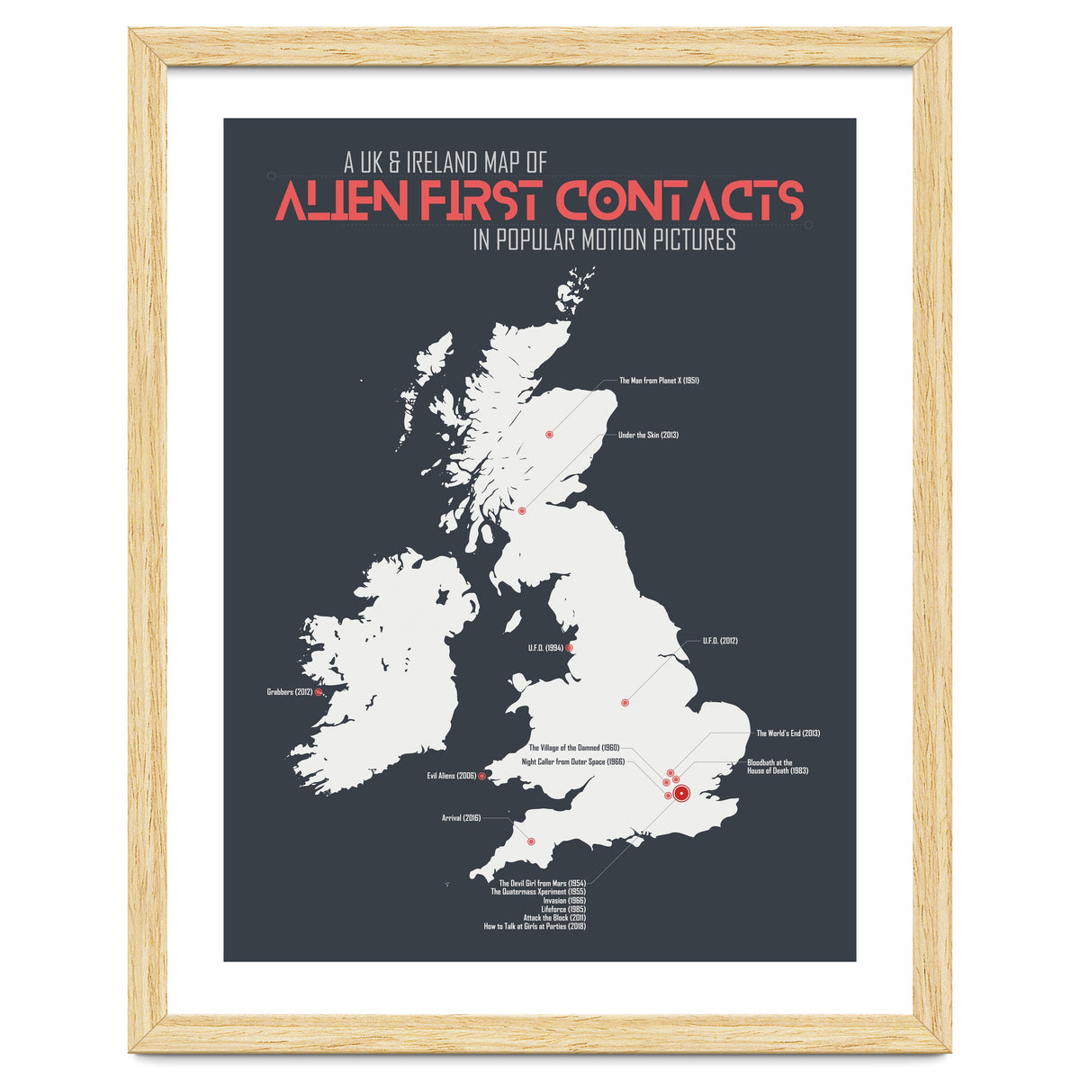 UK & Ireland Map of Alien First Contacts in Movies