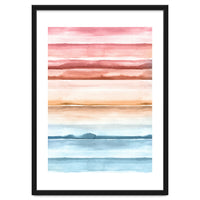 Watercolour Abstract Stripes Red Blue