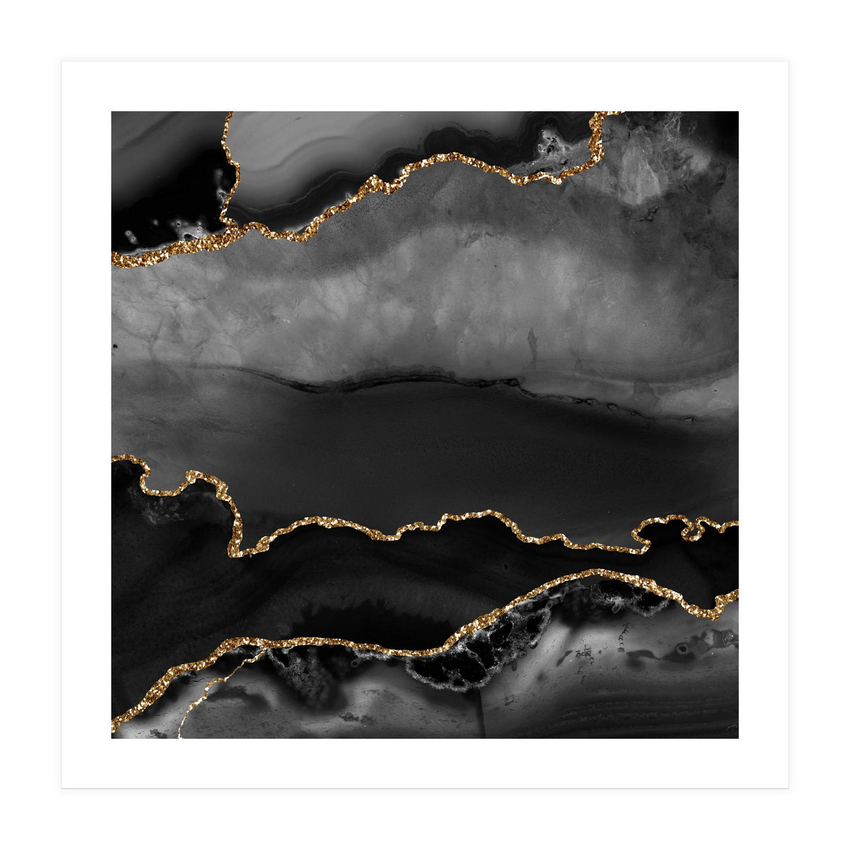 Black & Gold Agate Texture 02 (Print Only)