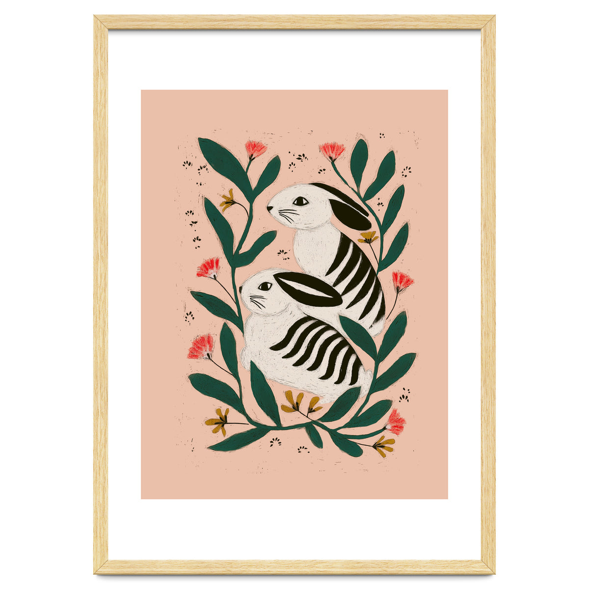Hares Among Flowers
