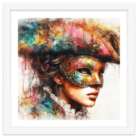 Watercolor Carnival Venetian Mask Woman