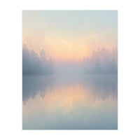 Misty Sunrise Over Pine Forest Lake (Print Only)