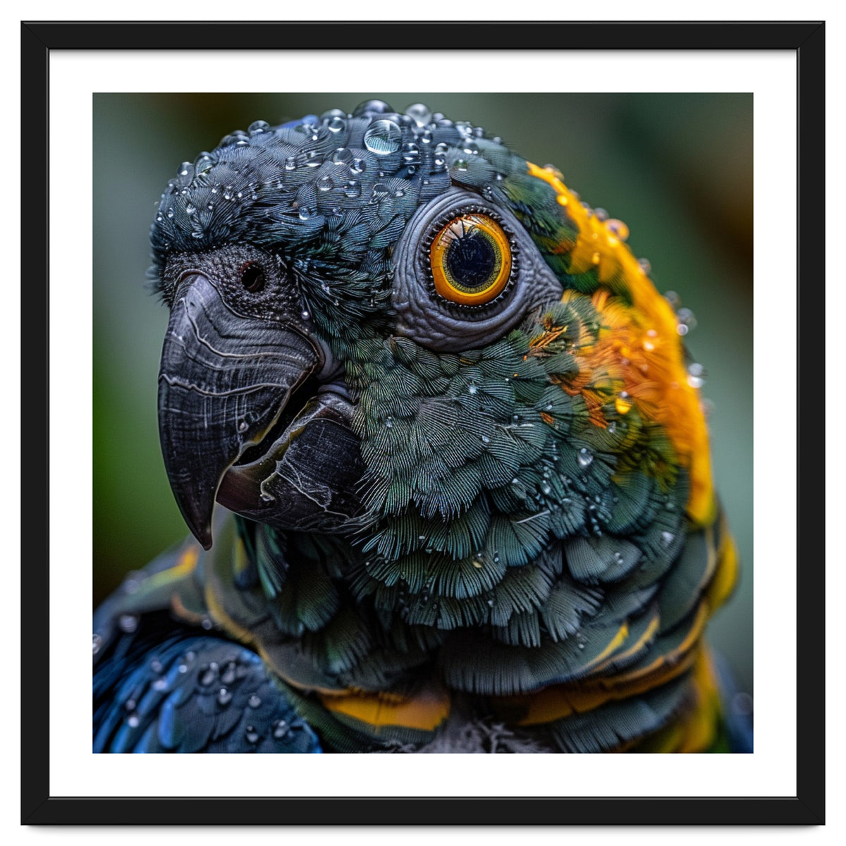 Close Up Of A Wet Macaw Parrot Head