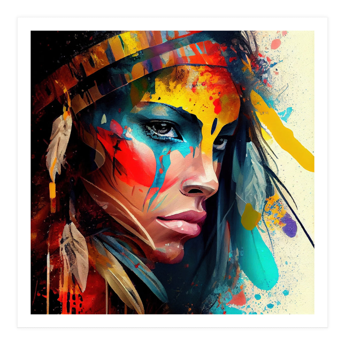 Powerful American Native Woman #5 (Print Only)