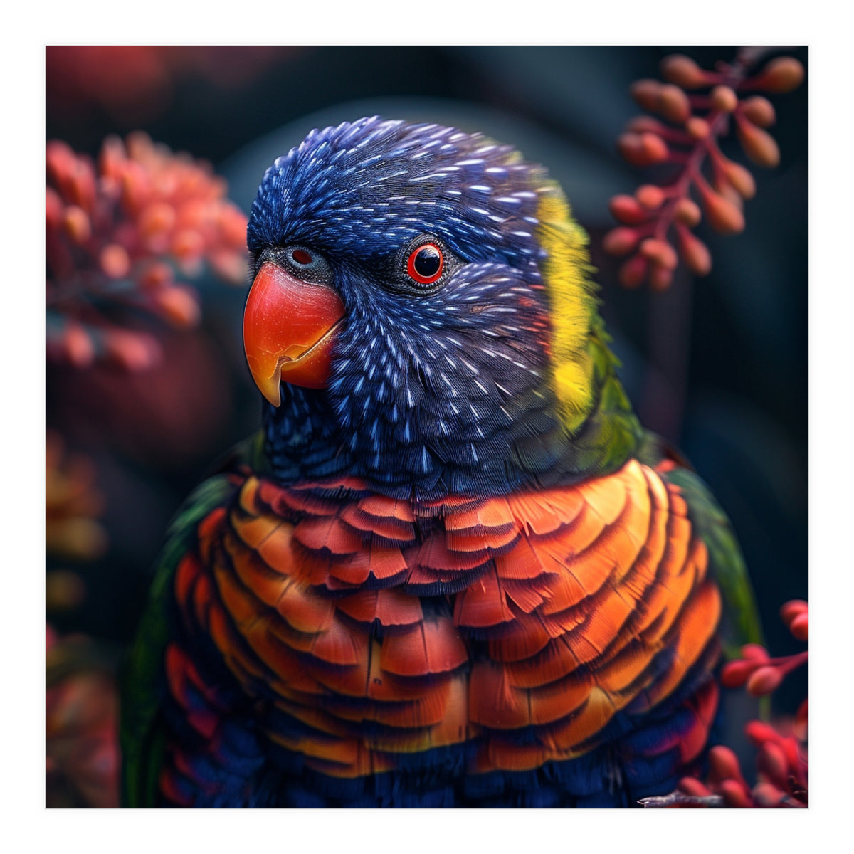 Vibrant Rainbow Lorikeet Parrot Close Up Portrait (Print Only)