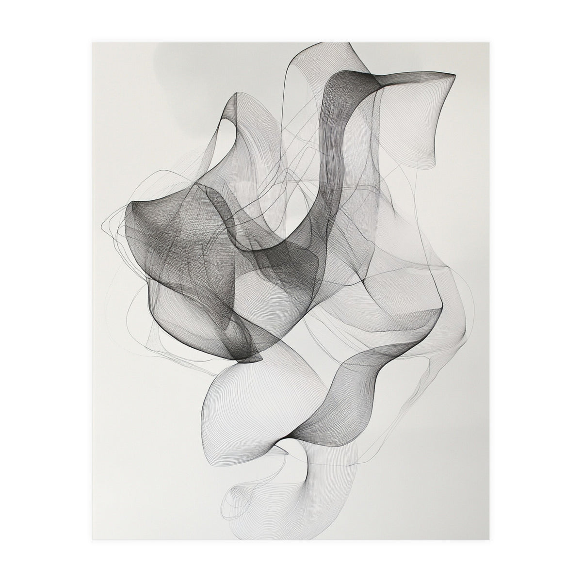 Abstract Black And White Swirling Lines Art (Print Only)