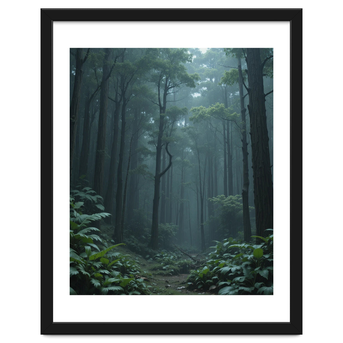 Ethereal Misty Forest in the Rain