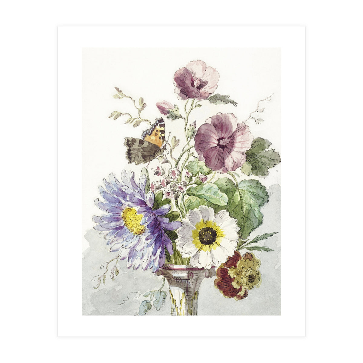 William van Leen – Bouquet of Flowers with a Butterfly (1763–1825) (Print Only)