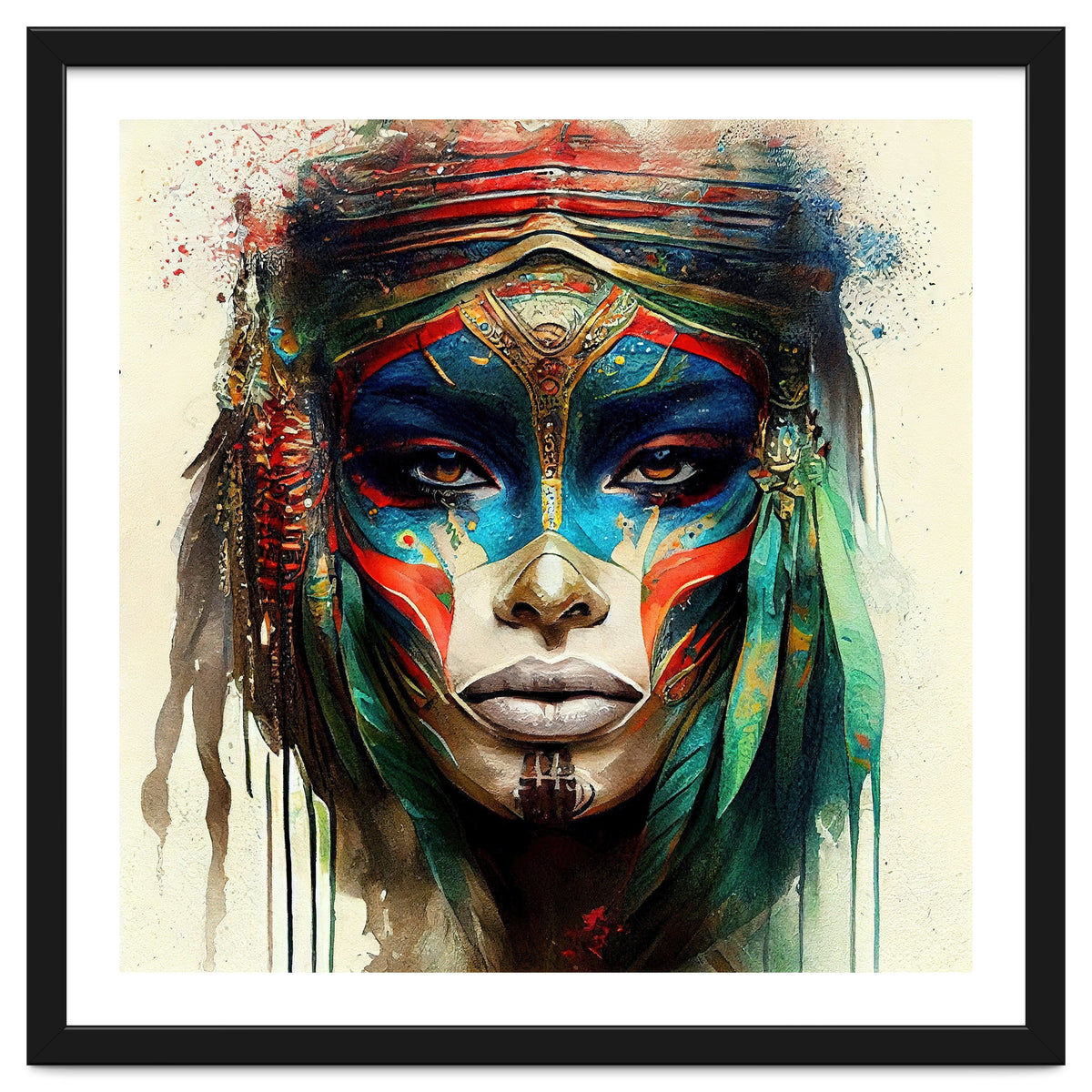Turquoise Warrior Woman Portrait