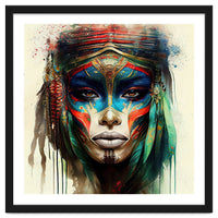 Turquoise Warrior Woman Portrait