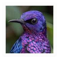 Vibrant Purple Bird With Water Droplets (Print Only)