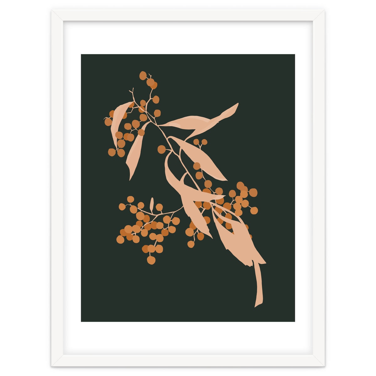 The Blooming Touch, Botanical Vintage Illustration, Dark Blush Bohemian Painting, Plants Nature Eclectic Classy Scandinavian