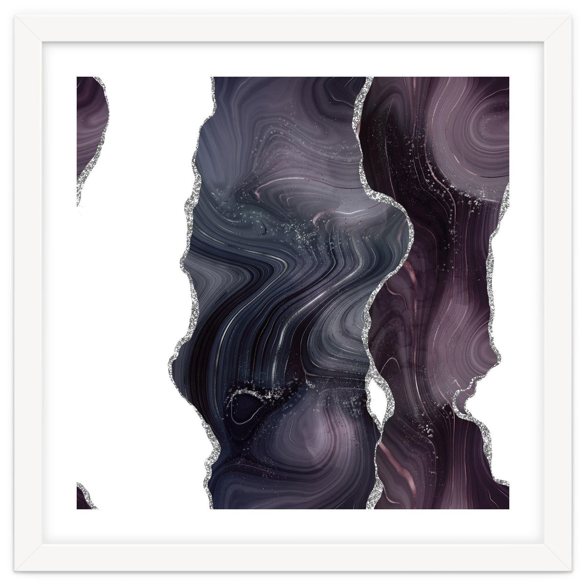 Black & Silver Glitter Agate Texture 06