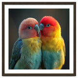 Lovebirds Perched Together Vivid Colors thumbnail