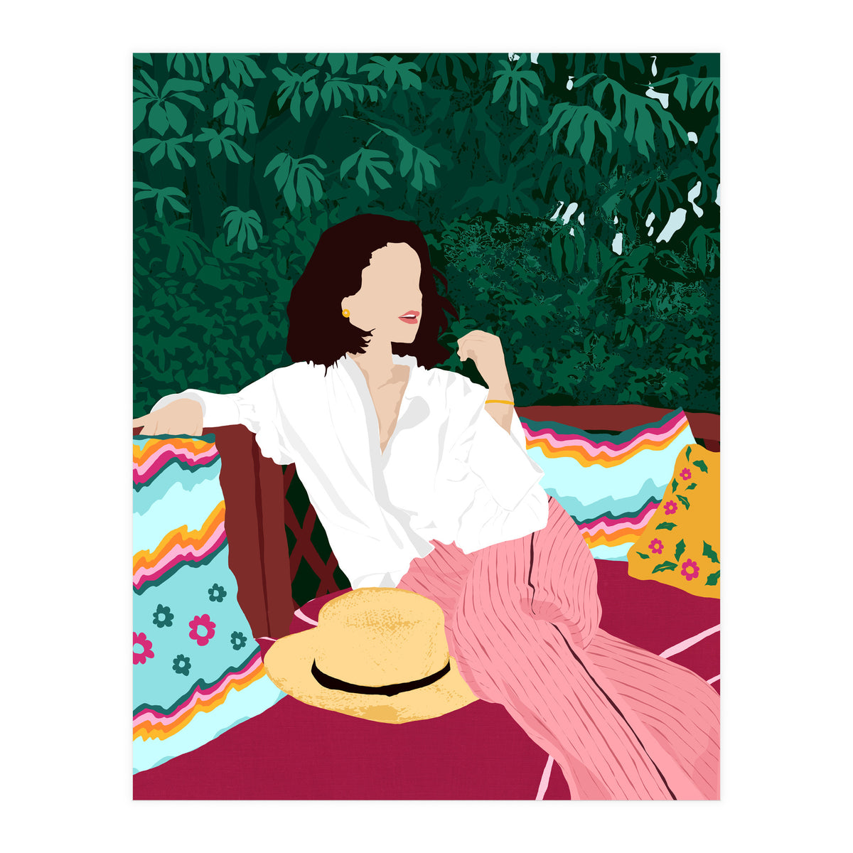 Bohemian Soul, Modern Boho Woman Decor Self Love, Self Care Portrait Fashion Patio Style Garden (Print Only)