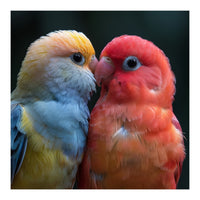 Two Lovebirds Nuzzling Close Up Portrait (Print Only)