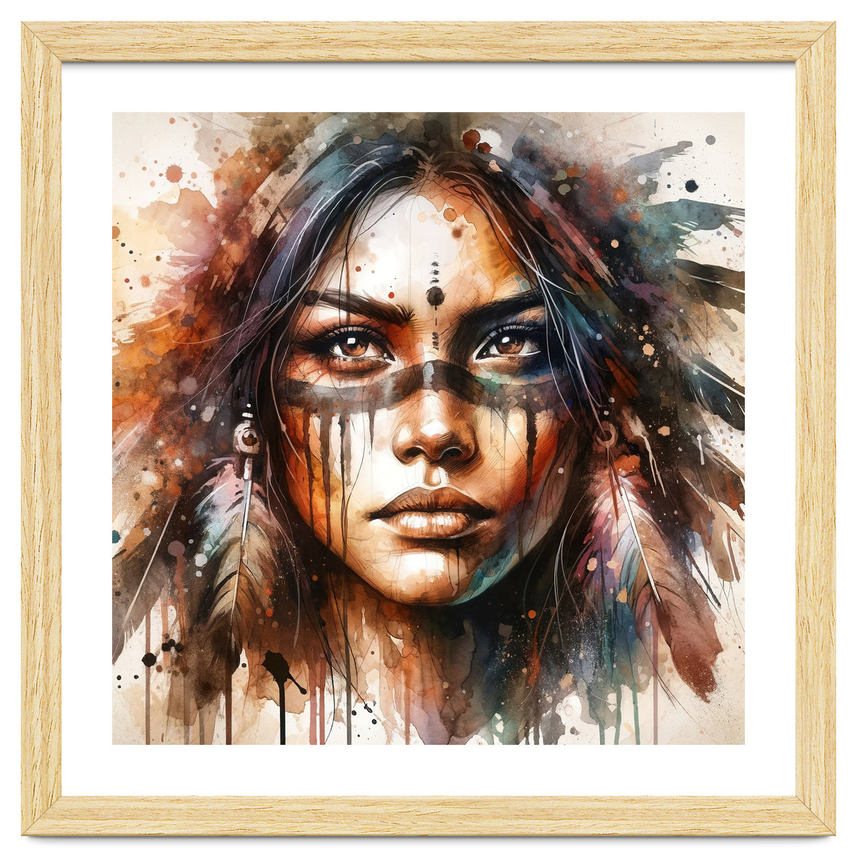 Powerful Tribal Warrior Woman Masked Gaze