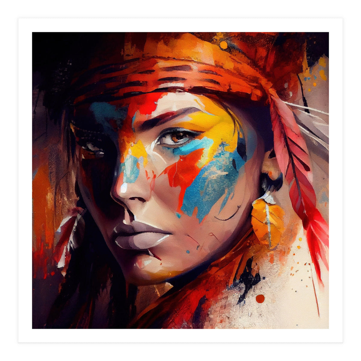 Powerful American Native Woman #4 (Print Only)