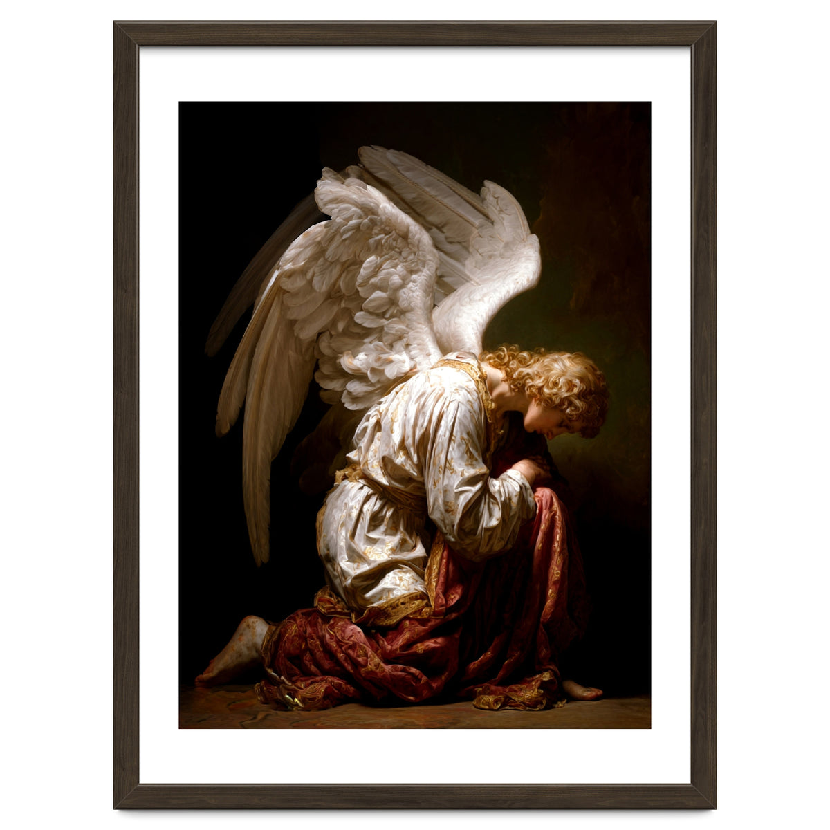 Kneeling Down Angel Renaissance inspired Religious Art
