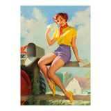 Pinup Girl On A Fence Showing A Love Letter (Print Only) thumbnail