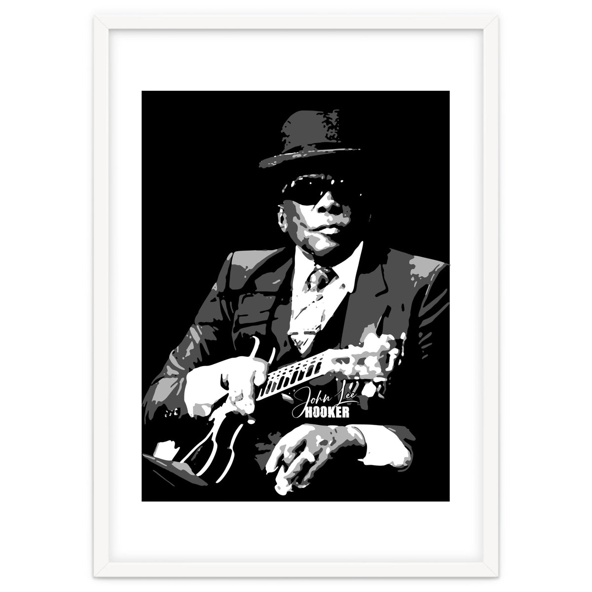 John Lee Hooker American Blues Guitarist in Grayscale