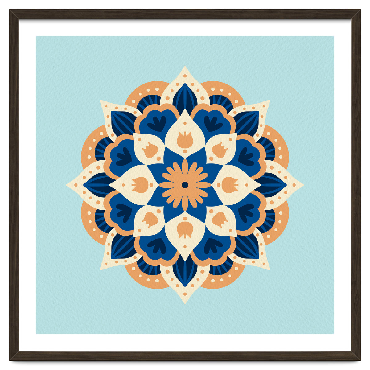 Mandala flower - orange and blue