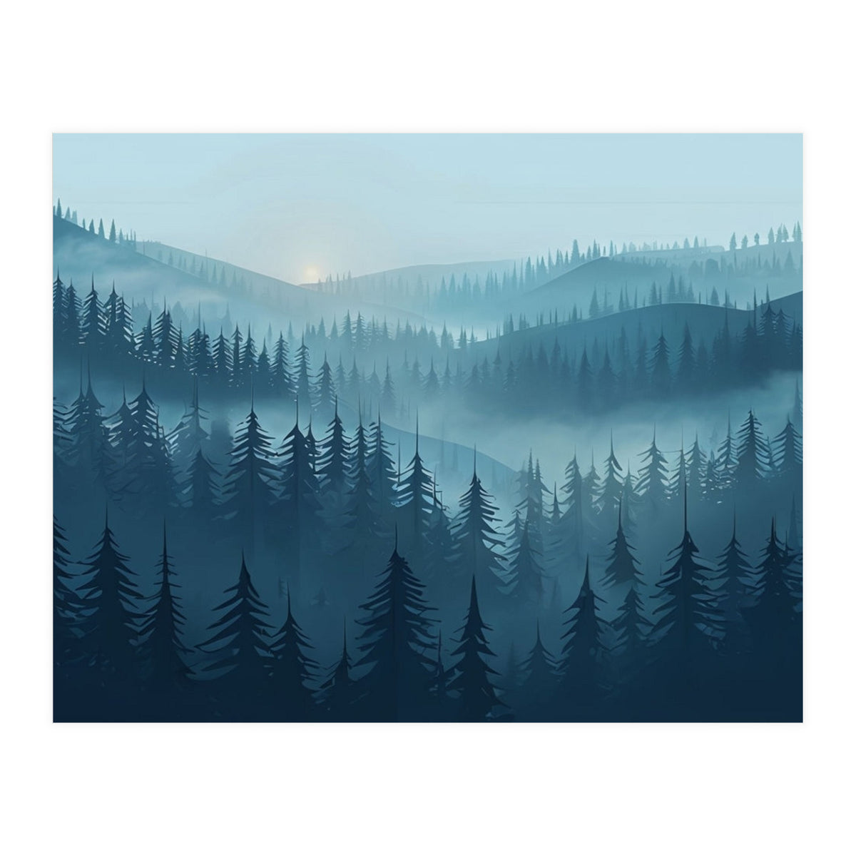 Misty Evergreen Forest: Moody Atmospheric Landscape (Print Only)