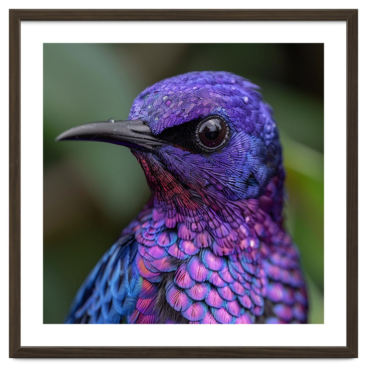 Vibrant Purple Bird With Water Droplets