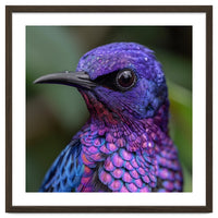 Vibrant Purple Bird With Water Droplets