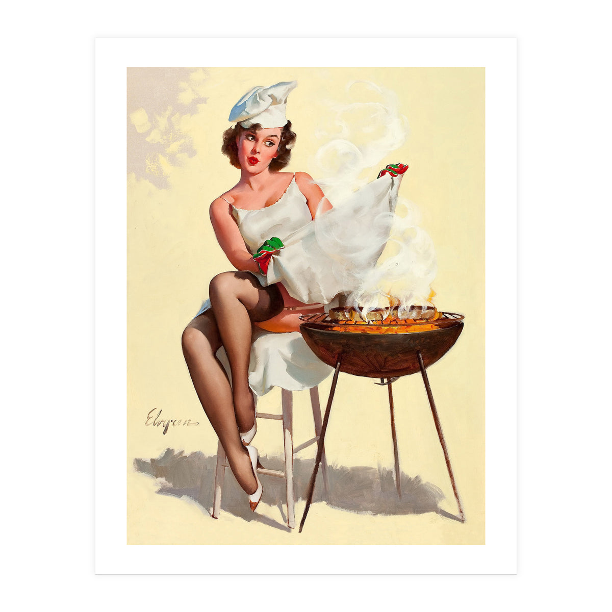 Hot Pinup Barbecue Girl (Print Only)