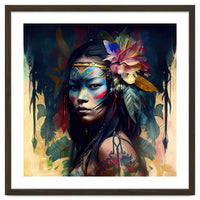 Floral Native Asian Warrior Portrait