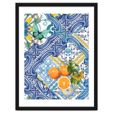 Mediterranean blue tiles, butterflies and citrus fruit thumbnail