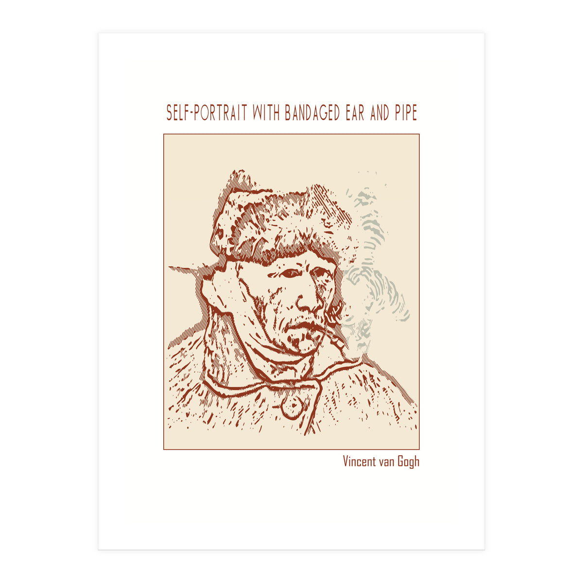 Self Portrait With Bandaged Ear And Pipe – Vincent Van Gogh (Print Only)