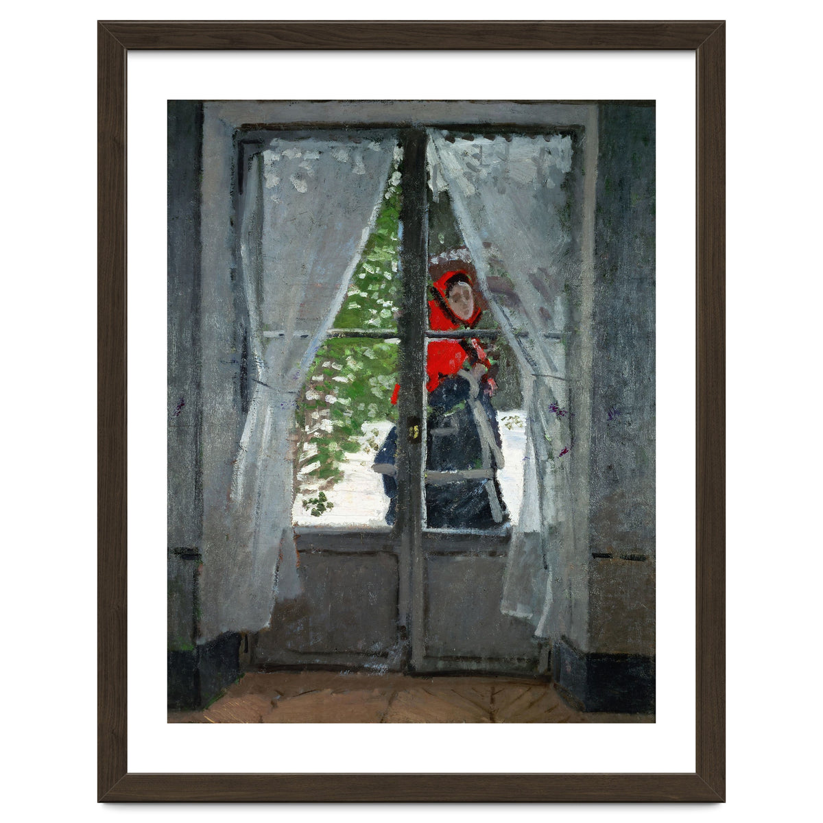 Mme. Monet with a red hat called &quot; The Red Kerchief&quot, ca. 1870.