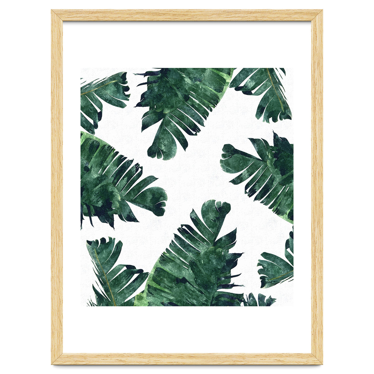 Banana Leaf Watercolor Painting, Tropical Nature Botanical Palm Illustration Bohemian Minimal Luxe