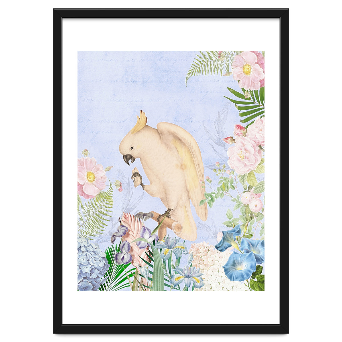 White Cockatoo In Flower Jungle