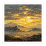 Vibrant Golden Hour Horizon Over Distant Mountain Ridges (Print Only) thumbnail