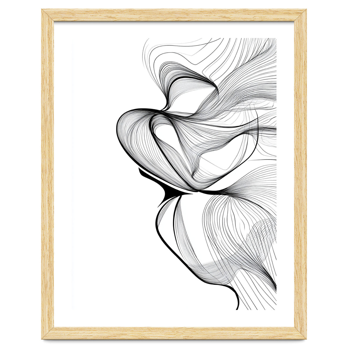 Abstract Black And White Swirls And Lines Flowing Art