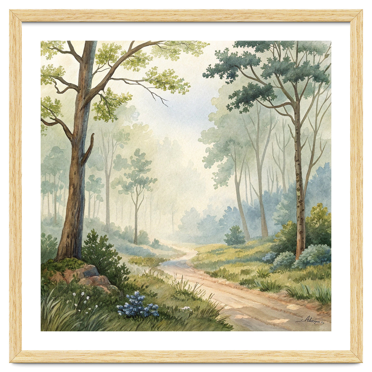 Atmospheric Forest Watercolor Painting