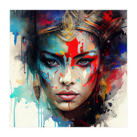 Crowned Mask Asian Warrior Portrait (Print Only)