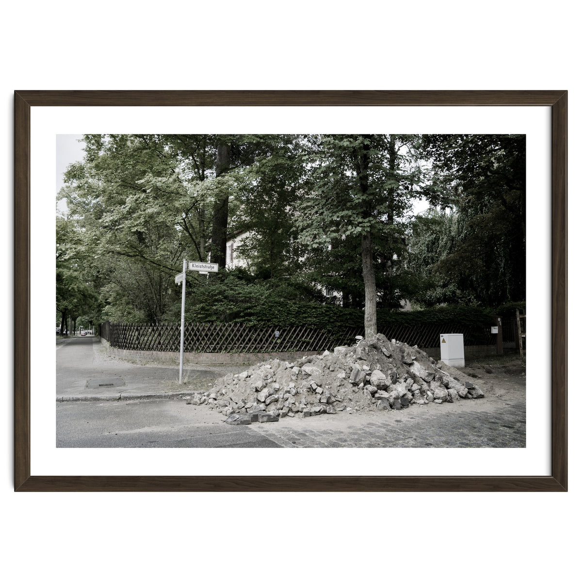 Piled-up rocks under construction on the street